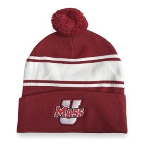 University of Massachusetts UMass Pom Pom Beanie‎ Hat Maroon White- New